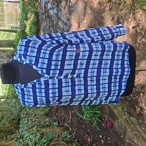 A.n.a Semi-sheer Navy Blue & White Blouse